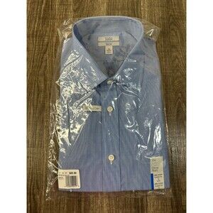 Croft & Barrow Dress Shirt Men's SZ 16 Neck Long Sleeve Classic Fit Blue/Wht NWT